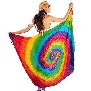 NELUHA Sarong doek dames met saronghouder pareo wikkeldoek handdoek jurk wikkelrok dames strandlaken XXL doek mannen pareo dame strandhanddoek dame spiraal regenboog, werveling regenboog, 165x110cm