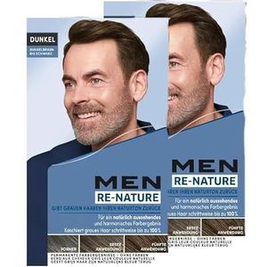 Men Perfect Re-Nature Heren-crème voor heren, donkerbruin tot zwart, 2 x 145 ml, herstelt zonder haar te verven de natuurlijke haarkleur en verbergt voorzichtig grijze haren
