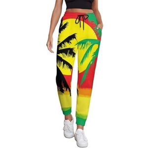 Palmbomen in Jamaica Kleuren Vrouwen Joggingbroek Running Joggers Broek Casual Broek Elastische Taille Lange Met Zakken