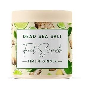 CalmGenix Voetscrub met limoen en gember met dode zee voetzouten voor Foot Spa | Exfoliator voor harde huid, gebarsten hiel | Natuurlijke voetvochtinbrengende pedicure, 460 g voetscrub