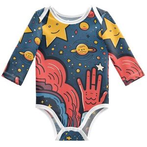 KAAVIYO Cartoon Leuke Sterren Maan Baby Lange Mouwen Unisex Nieuwe Katoenen Bodysuit voor Kinderen 3-24 Maanden Zomer, Patroon, 3 Maanden