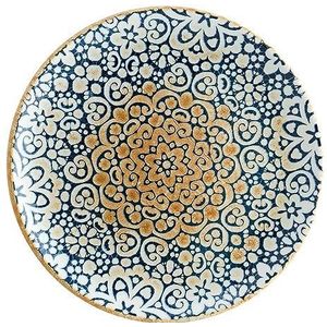 Bonna 6 x Alhambra platte borden, 27 cm, 3 cm hoog, blauw, beige, porselein, ALHGRM27DZ, dinerborden, tafelservies, servies