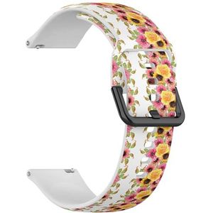 Compatibel met Garmin Fenix 7/7 Pro, Fenix 6/6 Pro, Fenix 5/5 Plus, Epix (Gen2) / Epix Pro (Gen2) (Elegance Bloemen Rose Lily Camellia Zonnebloem) 22 mm zachte siliconen sportband armband armband