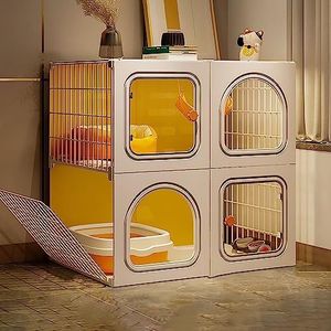 Kattenkooi binnen - doe-het-zelf kattenbox afneembare kooi voor kleine dieren kattenbehuizing met kattenbak, kattenhek voor 1-3 katten (kleur: zonder kattenbak, maat: 70 x 45 x 70 cm)