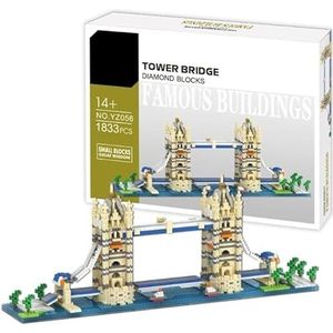 London Tower Bridge Clamp-bouwstenen Mini-bouwstenen Niet compatibel met le/go Architecture 1833-delige bouwspeelgoedstenen voor volwassenen, kinderen vanaf 14 jaar