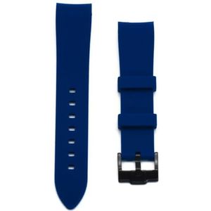 Jeniko Siliconen Horlogeband Gebogen Uiteinde Duiken Waterdichte Accessoires Compatibel Met Omega Compatibel Met Rolex Rubberen Horlogeband 20 Mm 22 Mm Armband (Color : Blue(black buckle), Size : 20