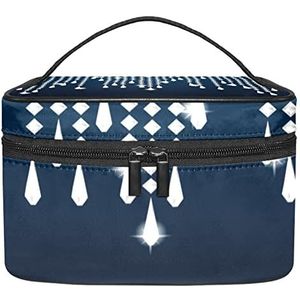 Strass achtergrond make-up organizer tas, reismake-up tas organizer case draagbare cosmetische tas voor vrouwen en meisjes toiletartikelen, Meerkleurig, 22.5x15x13.8cm/8.9x5.9x5.4in