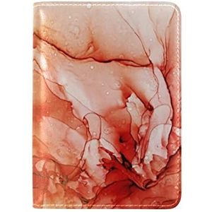 Schilderij Abstract Rood Marmer USA Paspoort Houder Echt Lederen Cover Case voor Reizen Mannen Vrouwen
