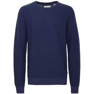 Blend BH-pullover voor heren, gebreide trui, fijn gebreide trui met geribbelde manchetten, ronde hals, 100% katoen, normale pasvorm, Jurk Blues (194024), L