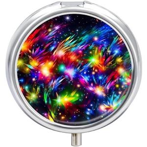 Heldere Mooie Kleurrijke Art Pil Doos Leuke Ronde Pil Case Draagbare Geneeskunde Tablet Vitamine Houder Organizer voor Purse Pocket