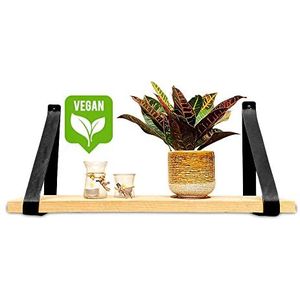 Brute Strength - Leren plankdragers van PU leer - Zwart - 4 stuks - Plank beugels - Wand beugels - plankdragers - Kunstleer plank beugel