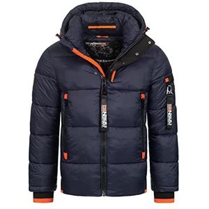 Geo Norway Calix winterjas voor heren, parka, gewatteerde jas, storm cuffs, Donkerblauw, 3XL