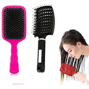 Voremy Ultra Detangler Magic Brush, Anti-Static Boar Bristle Hair Brush, Fast Blow Drying Hairstreaq Detangling Brush, Wet Or Dry Use For Men,Women, Kid Long,Thick,Thin,Curly, Tangled Hair (Golden)