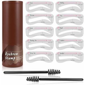 Perfect Brows Stencil & Stempel Kit, Eye Brow Stencil Kits met Wenkbrauwborstel, Één Stap Brow Stempel Kit, Spons Applicator Waterdicht Langdurig, Wenkbrauw Stencil Kit met 10 Herbruikbare Wenkbrauw