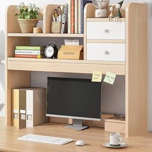 Desktop plank, Open opslag Display Rack, Computer Desk Tabletop Bookshelf, multifunctionele houten desktop boekenplank opslag organisator voor Dorm Office Home(Beige,72cm/28.3in)