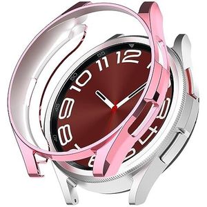 Watch Case BZN for Samsung Galaxy Watch6 Classic 43mm Electroplated TPU Half Pack Hollow Watch Beschermhoes (Goud) (Groen) (Roze) enz. (Color : Pink)