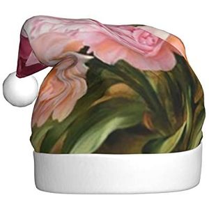 OPSREY pioen bloemen bloesem gedrukt Kerst Hoed Volwassen Unisex Kerst Hoed Kerst Nieuwjaar Vakantie Party Supplies