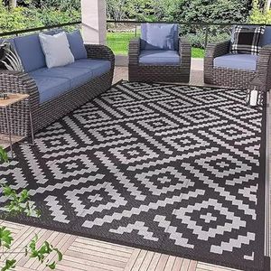 ZTGL Buitenkleden voor op het terras, groot buitenkleed voor op de camper, kristalfluwelen tapijt, tuinkleden, antislipkleden met geometrische motieven,A,40x60cm