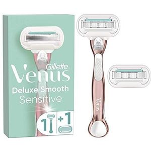 Venus Deluxe Smooth Sensitive Scheerapparaat voor dames, zachte huidbescherming, 1 x scheerapparaat + 1 extra mesje [officieel]