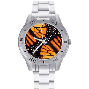 Oranje Monarch Vlinder Vleugels Mannen Zakelijke Horloges Legering Analoge Quartz Horloge Mode Horloges