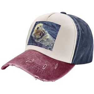 KoNsev Witte snapback-hoeden met dierenprint voor mannen,Flat Bill Brim Baseball Cap Hoed verstelbaar,Trucker Cap, Navy En Rood, Eén Maat