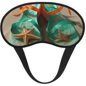 Flip-Flops On A Sandy Beach Slaapmasker Zacht Comfortabel Oogmasker met Verstelbare Riem Verduisterende Oogslaap Schaduw Cover voor Vrouwen Meisjes Mannen Reizen Yoga Dutje Werk