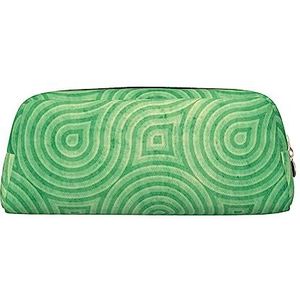 Groene Curve Textuur Gedrukt Etui Lederen Make-up Tas Draagbare Reizen Toilettas Rits Kleine Opbergtas voor Vrouwen Meisjes, Goud, Eén maat, Toilettas