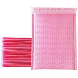 Gewatteerde enveloppen 100 stuks bubbelbuffer anti-val bescherming ballon waterdicht zwart plastic PE verpakking zak koerier pakket envelop poly mailer bubble mailers (kleur: 100 stuks roze, maat: 13