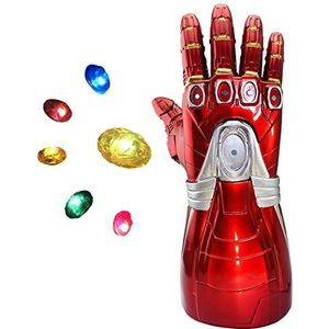 LIUQI Iron Man Infinity Gauntlet, Iron Man Handschoen, led, met verwijderbare magneet, Infinity Stones-3 flash modes Halloween cosplay handschoen