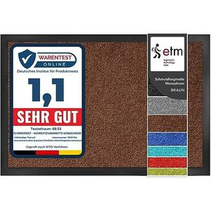 etm Dirt Trapper Door Mat - Highly Absorbent Non Slip Mat | Mono | for Indoor and Outdoor Use | Brown - 60 x 90 cm