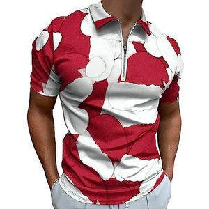 Bos van Kerstmis Hoed Polo Shirt voor Mannen Casual Rits Kraag T-shirts Golf Tops Slim Fit