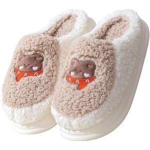 Pantoffels Bunny Dames Pantoffels Dieren Slippets Imitatiebont Pluche Sluppers Slip On Slaapkamer Schoenen Memory Foam Huis Pantoffels Konijnenontwerp(Brown,40-41)