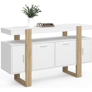 IDMarket - Dressoir 140 cm Phoenix 4 deuren wit en hout