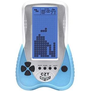 CZT Spelconsole, baksteen, retro, achterlicht, blauw, 23 spelletjes, tank, battle brick, kan hoofdtelefoon, puzzel, zakspel, draagbaar, draagbaar speelgoed voor kinderen, kerstcadeau (blauw)