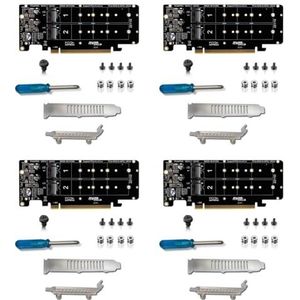 Goufride 4X PCIE X16 naar M.2 M-Key NVMEx4 SSD 2U Server Riser-kaart Dubbelzijdige 4-Schijf NVME PCI-EX16 Splitkaart