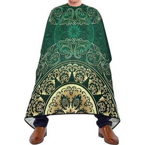 Salon Cape Vintage Bloem Mandala Bloem Groen Goud Gemengde Kleur Kapper Schort Cape Waterdichte Kappers Cape Vlekbestendig Salon Jassen Voor Snijden Kinderen Haar Knippen