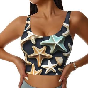 Seashell Zeester Print Comfortabel Vrouwen Sport Vest Yoga Workout Vest voor Vrouwen Lichtgewicht Zomer, Zwart, S