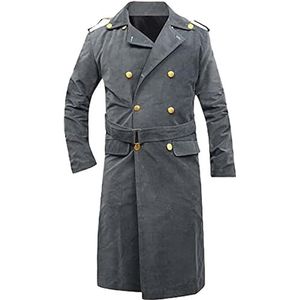 A&M Express Heren reverskraag volledige lengte lange mouwen jassen - mode trenchcoat winter warm gaming kostuum hoodie bovenkleding, Grijs, XL