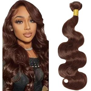 Tuheerst Body Wave Human Hair Bundles 4 Chocolate Brown Human Hair Extensions Unprocessed Double Weft Remy Hair for Woman 100g/pc 20 Inch