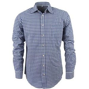 TR Martha Klederdrachthemd voor heren, Oktoberfest, hemd, outfit, geruit hemd, rood, klederdrachthemd, vrijetijdshemd, lange mouwen, ruithemd, katoen, S-3XL, blauw, S