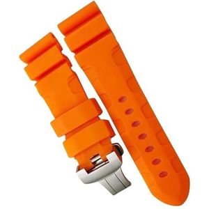 INSTR Natuur rubberen horlogeband voor Panerai Submersible Luminor PAM-band met vlindersluiting 26 mm(Orange Butterfly,26mm B B)