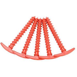 Schroefharing, tentharingen, kunststof haringen, haringen, camping, tent, pinnen, schroeven, tuin, vloer, spijkers, pinnen, heavy duty, 5 stuks, nylon, outdoor, camping, luifel, trip, tent, peg (rood)