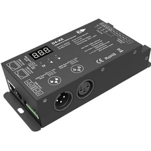 DMX512 en RDM 4-kanaals constante spanning D4-XE DC 12V -36V LED-decoder controller met digitaal display, XLR3 RJ45-poortsignaal