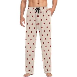 LI ZHI XIN Heren Pyjama Broek Lange Pyjama Bodem Lente Herfst Dunne Losse Stijl Elastische Taille Tie Band Met Zak S-XXL Rode Kleur Polka Dot, Meerkleurig, S
