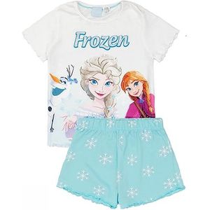 Disney Frozen Blauwe Meisjes Pyjama Set | Kids Frozen T-Shirt en Shorts PJ's | Ijzig avontuurlijk ontwerp | Officiële Disney-merchandise | Perfect cadeau voor kleine ijsprinsessen