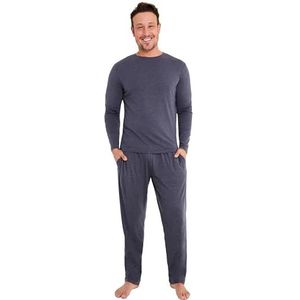 CityComfort Pyjama voor heren, zachte loungewear met lange mouwen voor mannen en tieners, Donkerblauw, M