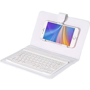 Opvouwbaar Bluetooth-toetsenbord - Draagbaar draadloos toetsenbord met afneembare beschermhoes, voor 4,5 ""-6,8"" Bluetooth mobiele telefoon - Compatibel voor Android / Windows / iOS mobiele telefoons (wit)
