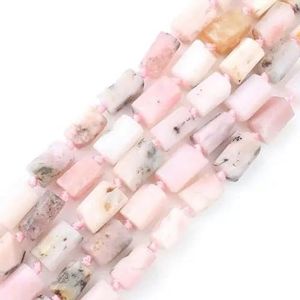 Natuurlijke smaragden agaten apatiet stenen kralen cilindrische vorm losse kralen voor sieraden maken doe-het-zelf hangers armband accessoires 7,5 ''-roze opaal