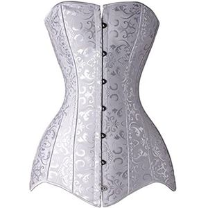 WEITING Dames sexy korsetten bustiers top gothic bovenborst korset bustier lange torso stalen botten afslanken lichaam shapewear grote maat wit, 6XL