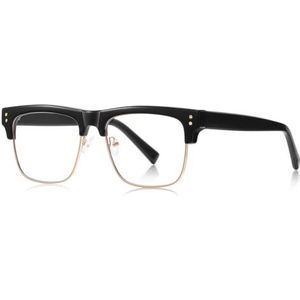 moomoobird Big Frame Bril Blauw Licht Blokkeren TR90 Metalen Vierkante Bril Frame voor Mannen Trendy, Zwart Goud Frame